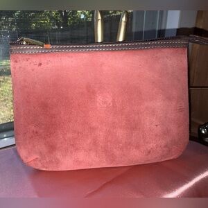 💯 Loewe Coral Suede Zippered Pouch